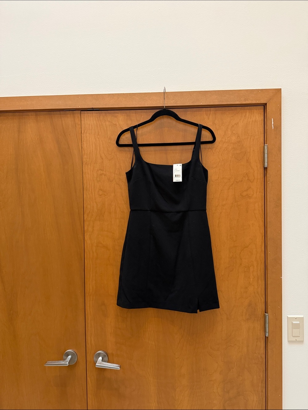French Connection Black Mini Dress with Square Neck